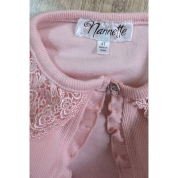 Bonnie Jean 4T Girls Pastel Glitter Dress & Pink Nannette sweater Cardigan Set - Picture 6 of 9